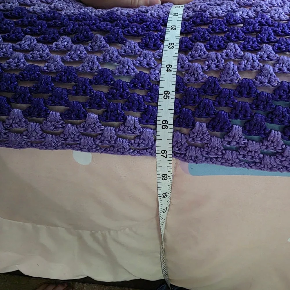 Handmade Purple Ombre‎ Crochet Granny Square Blanket Throw Afghan 68x67
